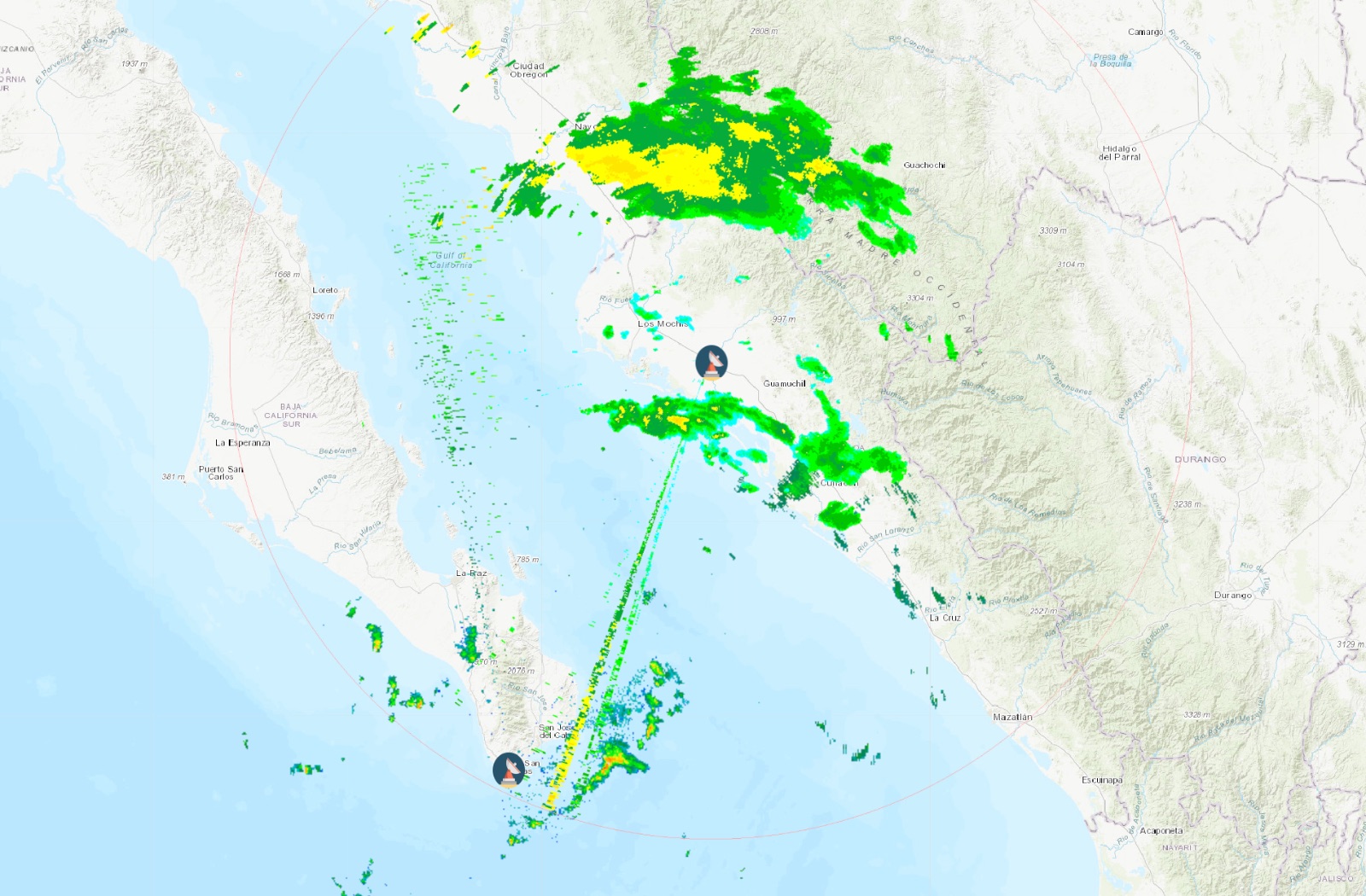 Nubosidad en el Golfo de California.